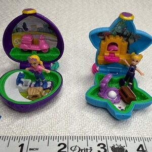 Vintage Polly Pocket Compacts Heart Star Skate Scooter Sandcastle Toys‎